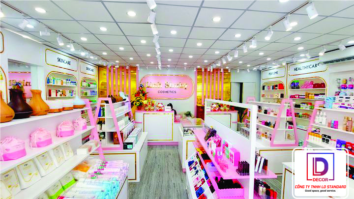 Thiết Kế Và Thi Công Shop Mỹ Phẩm Màu Hồng Linh Shuby